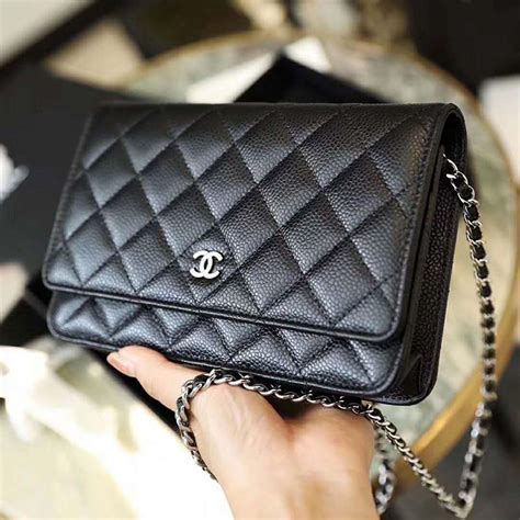 chanel wallet on chain black on black